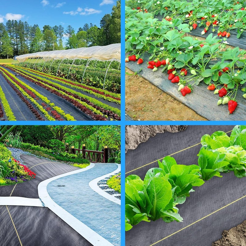 Sunocity Store 4ft x100ft Pro Black Weed Barrier, 6oz Premium Landscape Fabric-Heavy Duty Woven Ground Cloth with Superior Permeability Weed Control Convenient Design - Image 5